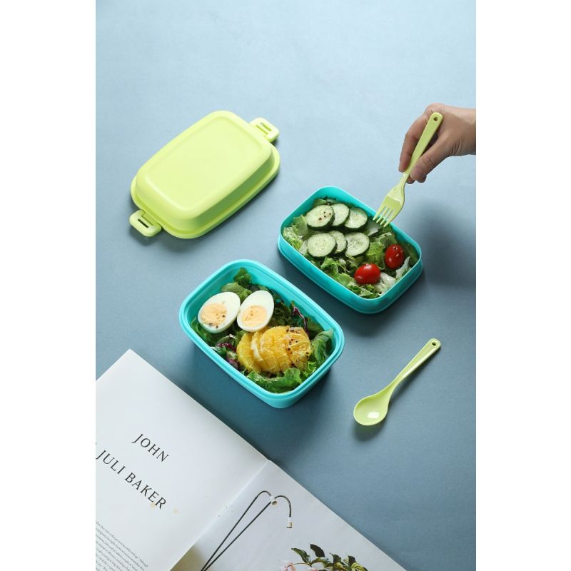 MINISO Green & Blue Double Layered Bento Box 980ml