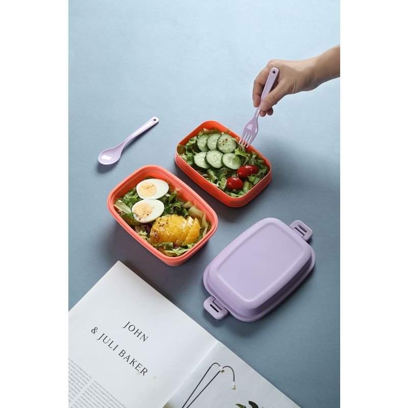MINISO Colorful Double Layered Bento Box 980ml Orange