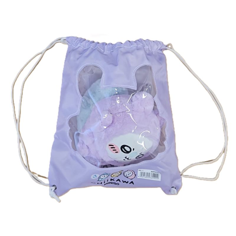 Chiikawa Momonga Pajama Vinyl Face Plush Soft Toy In Drawstring Bag