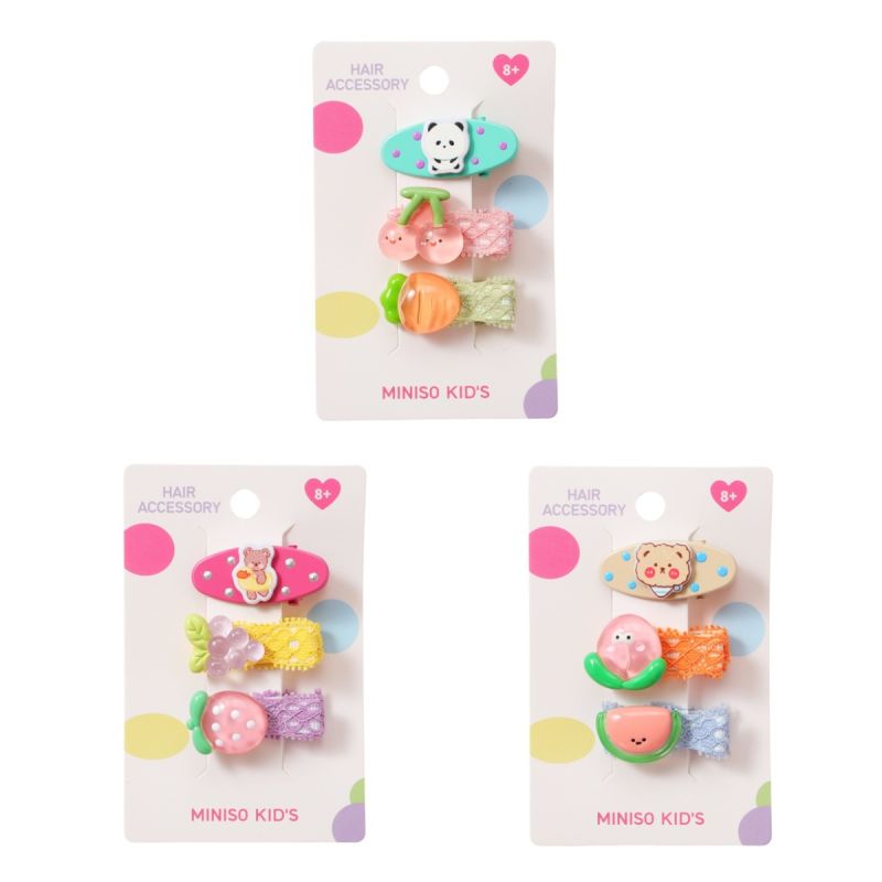 MINISO Fun Fruit Hair Clips Pack Of 3 (Assorted Colours)