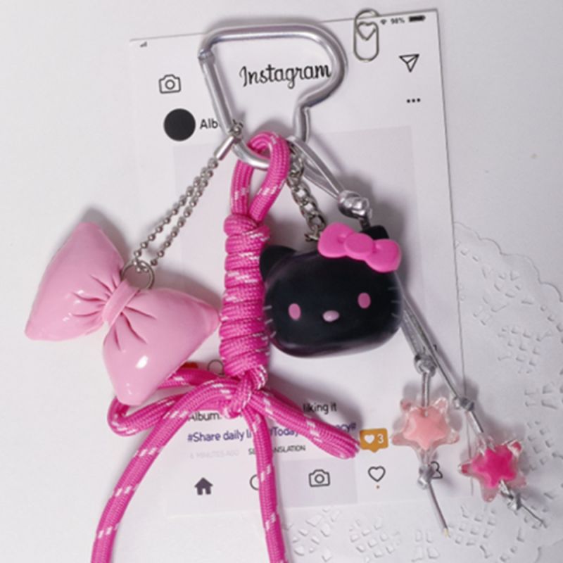 Sanrio Hello Kitty & Friends Hello Kitty Black & Pink Cute Face Pendant