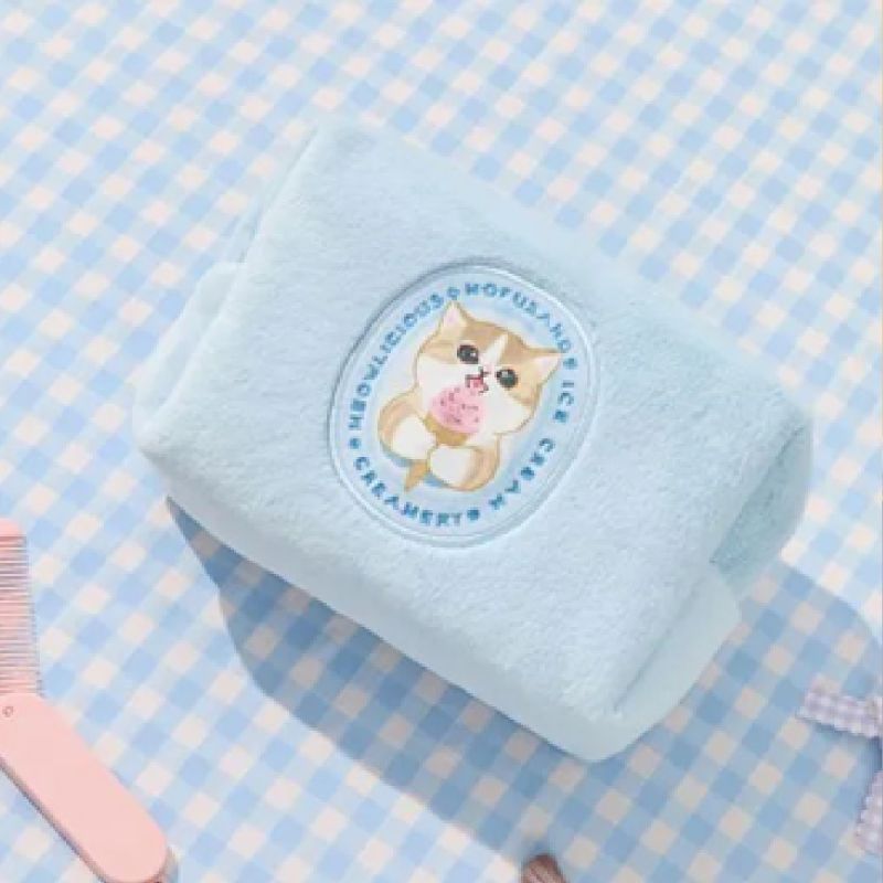 Mofusand Ice Cream Collection Blue Plush Cosmetic Bag