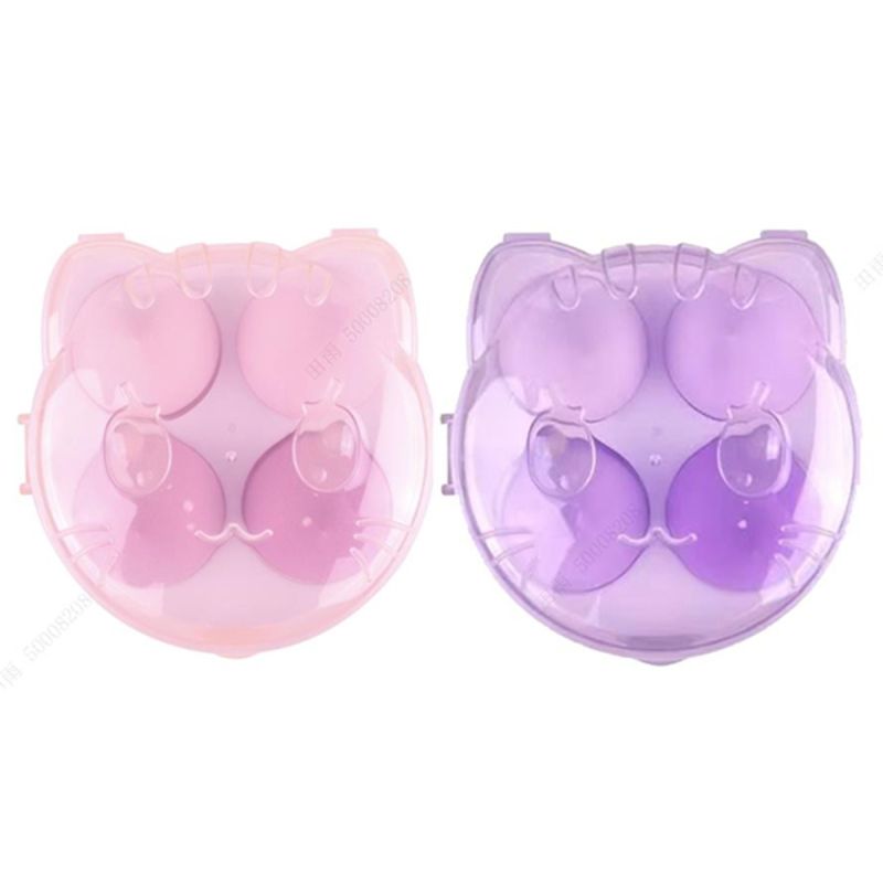 MINISO Makeup Sponge 4 Piece Set & Kitten Storage Case