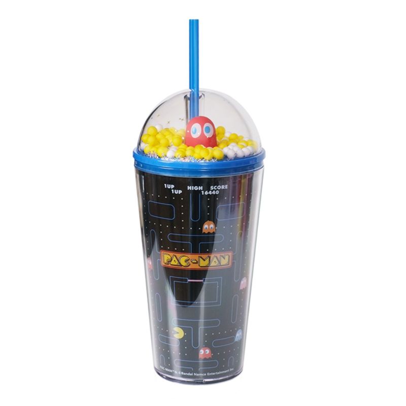 Pacman Bubble Lid Double Wall Plastic Tumbler