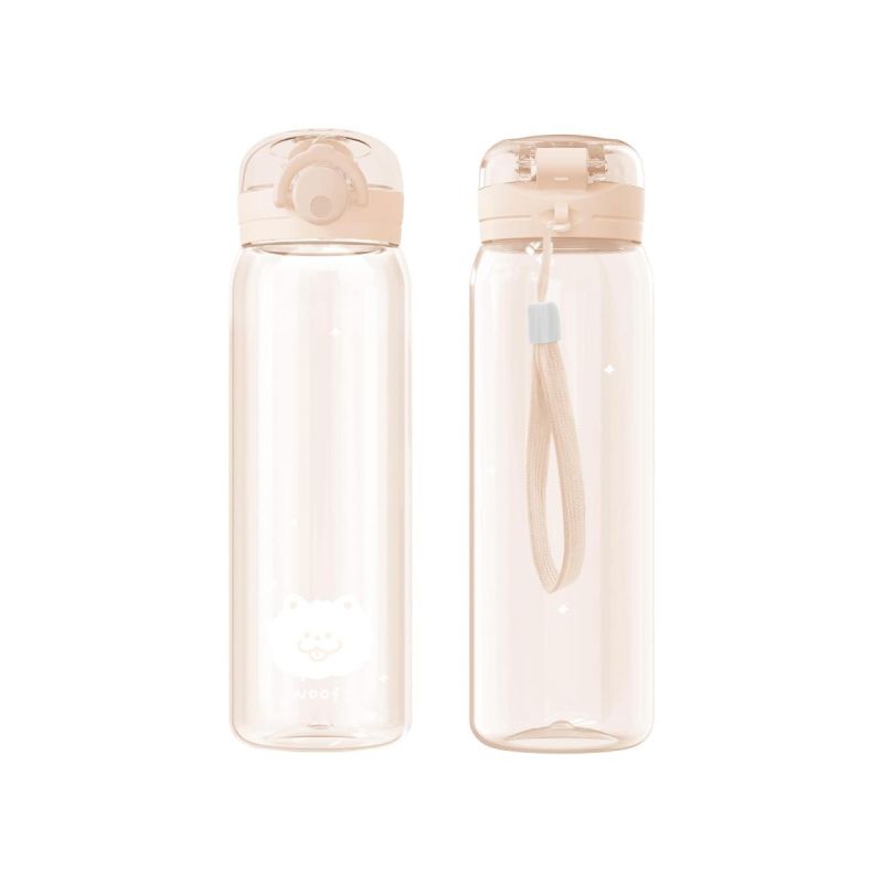 MINSO Animal Series Beige Flip Top Plastic Water Bottle 620ml