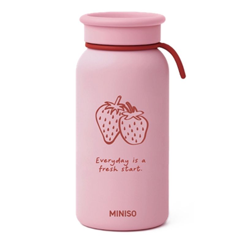 MINISO Strawberry Series Pink Double Walled Insulated Water Bottle