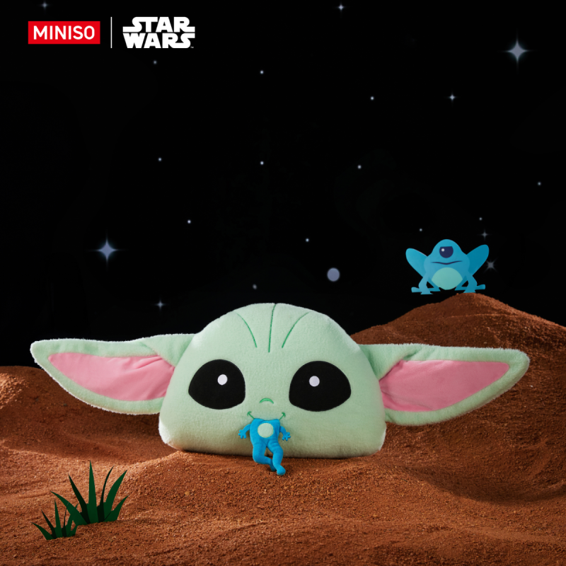 Star Wars Grogu Head Frog Eating 16 Inch Pillow