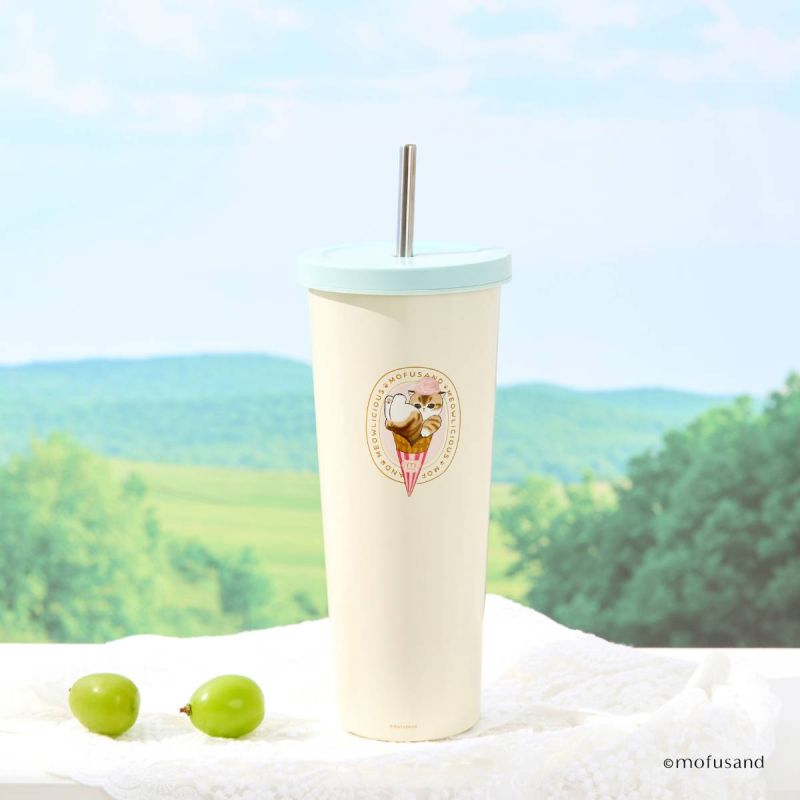 Mofusand Ice Cream Collection Yellow Tumbler & Straw