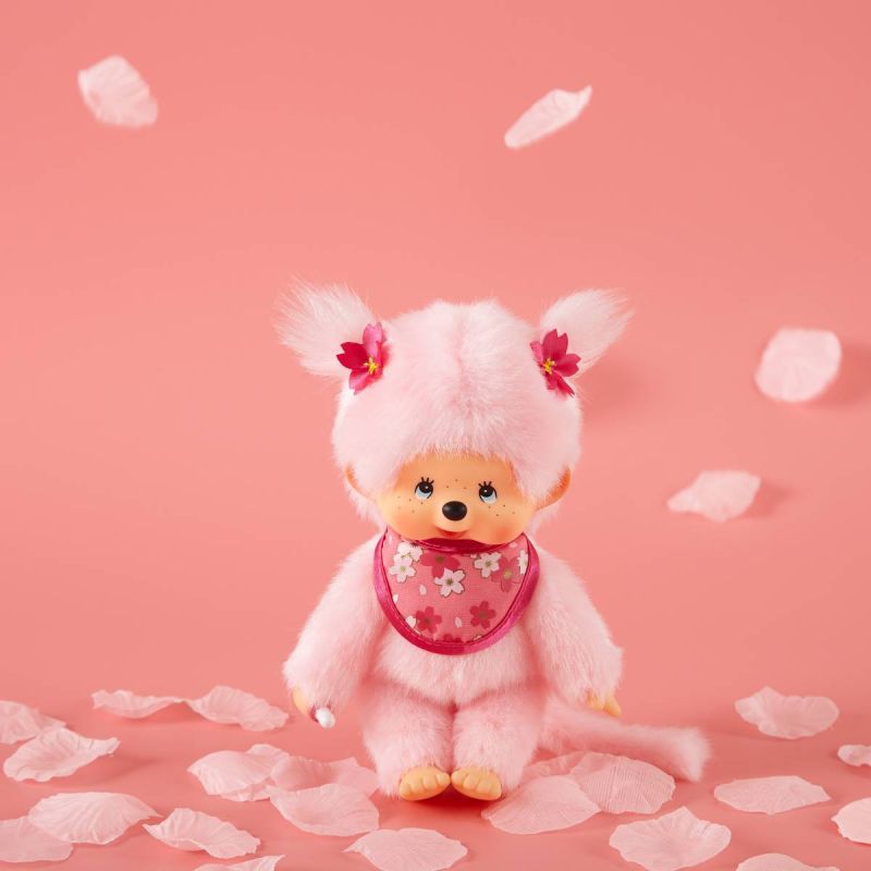 Bandai Monchhichi Sakura Cherry Blossom Girl 16.5cm Plush Soft Toy