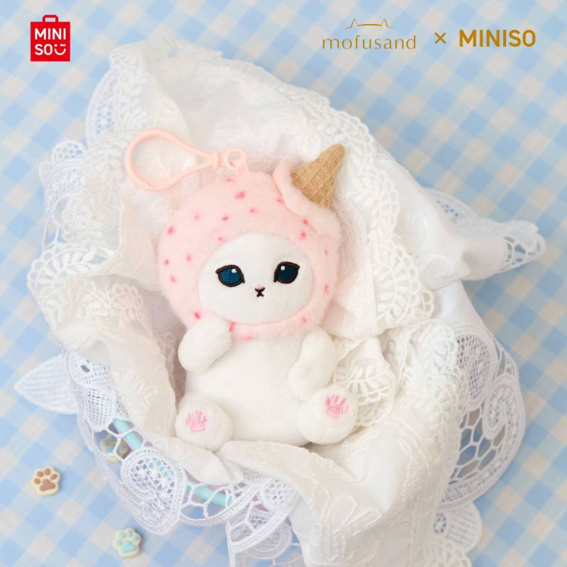 Mofusand Ice Cream Collection Pink Hat Plush Pendant