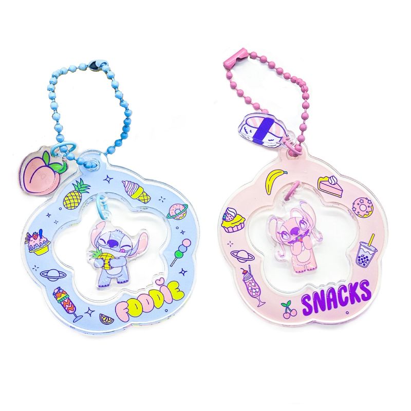 Disney Stitch Dinner Party Flower Shaped Keychain (Assorted Characters)