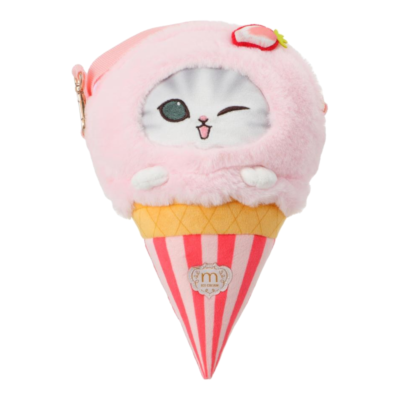 Mofusand Ice Cream Collection Pink Plush Crossbody Bag
