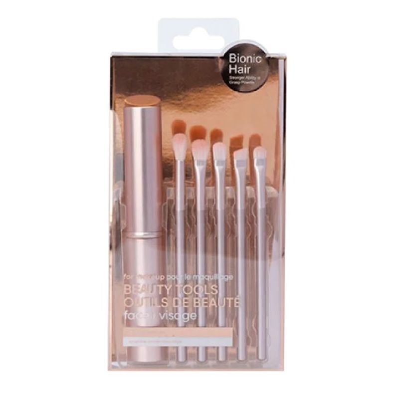 MINISO Portable Eye Makeup Pink 5 Piece Brush Set With Holder
