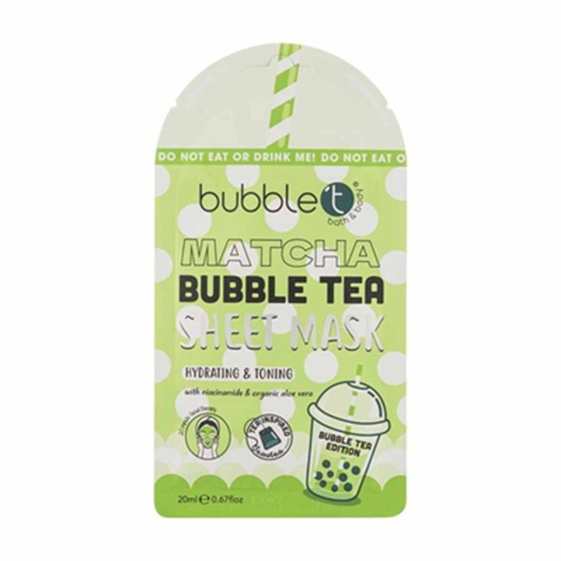 Bubble T Cosmetics Face Sheet Mask Matcha With Aloe Vera & Niacinam