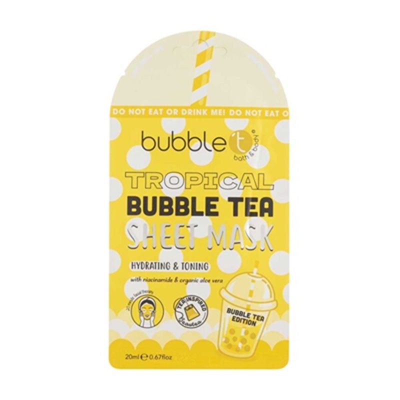 Bubble T Cosmetics Face Sheet Mask Tropical With Aloe Vera & Niacin