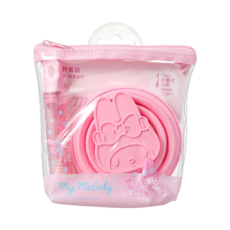 Sanrio My Melody Foldable Toothbrush & Bathroom Cup Set