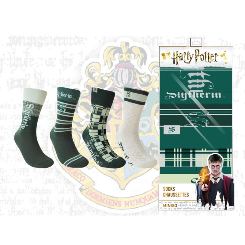 Harry Potter Slytherin 4 Pairs Crew Socks in Box