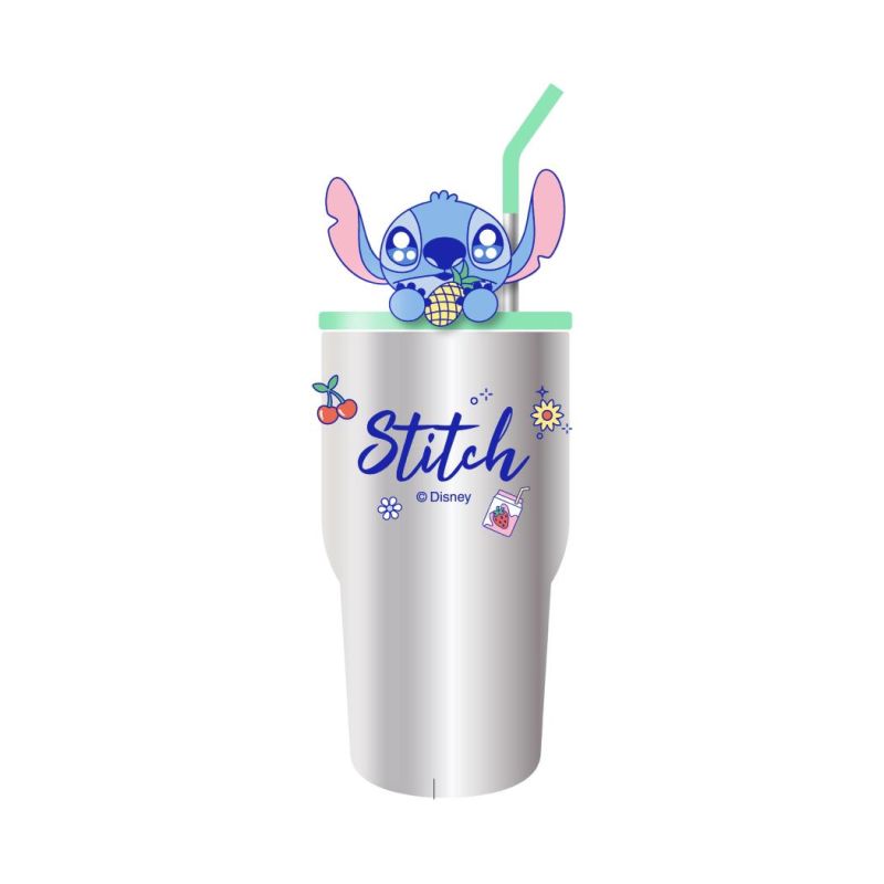 Disney Stitch Dinner Party Pineapple Double Wall Steel Tumbler With Straw 900ml 