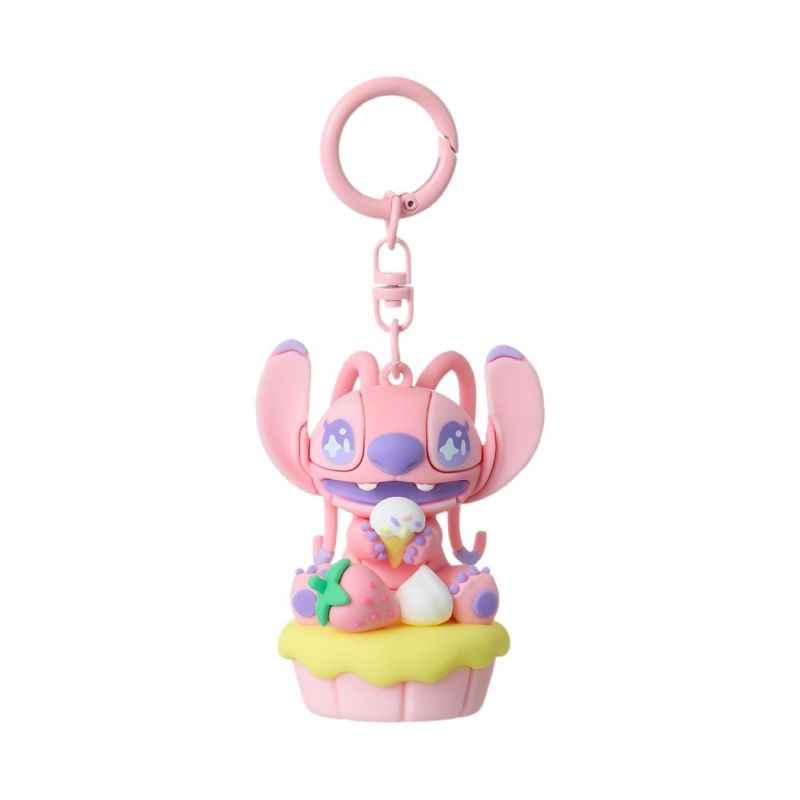 Disney Stitch Dinner Party Strawberry Cupcake Keychain Angel