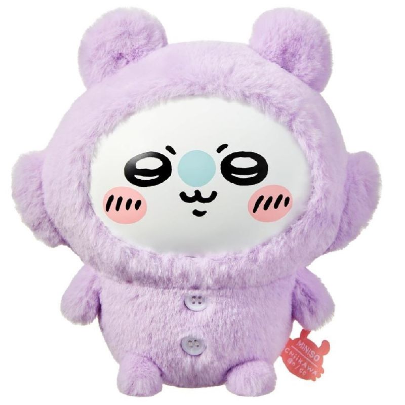 Chiikawa Momonga Pajama Vinyl Face Plush Soft Toy In Drawstring Bag