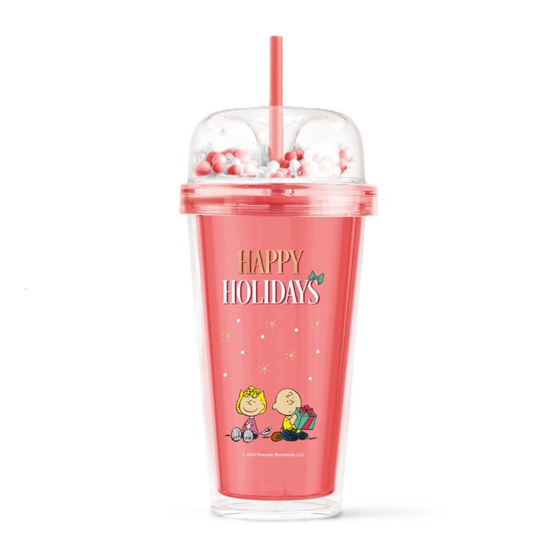 Snoopy Happy Holidays Christmas Double Wall Plastic Tumbler