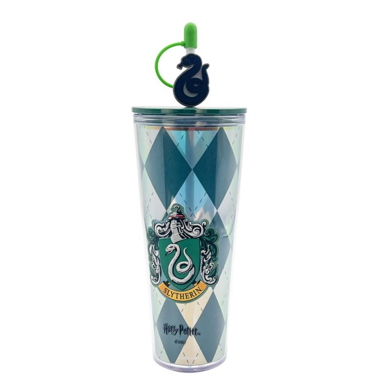 Harry Potter Green Double Wall Plastic Tumbler & Straw 800ml
