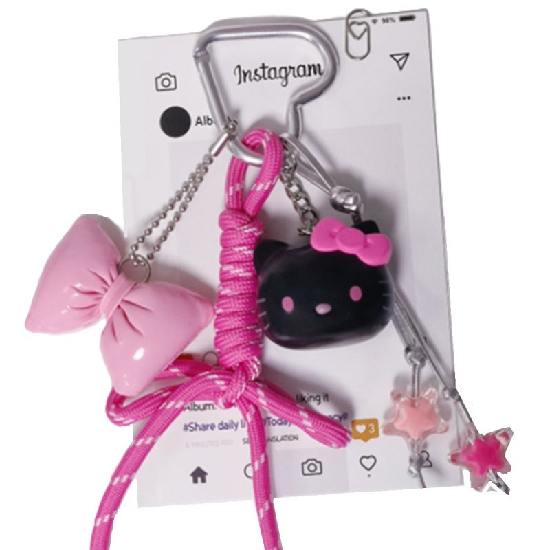 Sanrio Hello Kitty & Friends Hello Kitty Black & Pink Cute Face Pendant