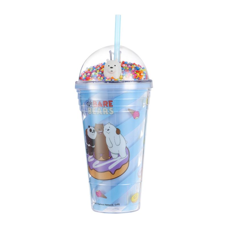 We Bare Bears Grizzly Donut Blue Tumbler & Straw