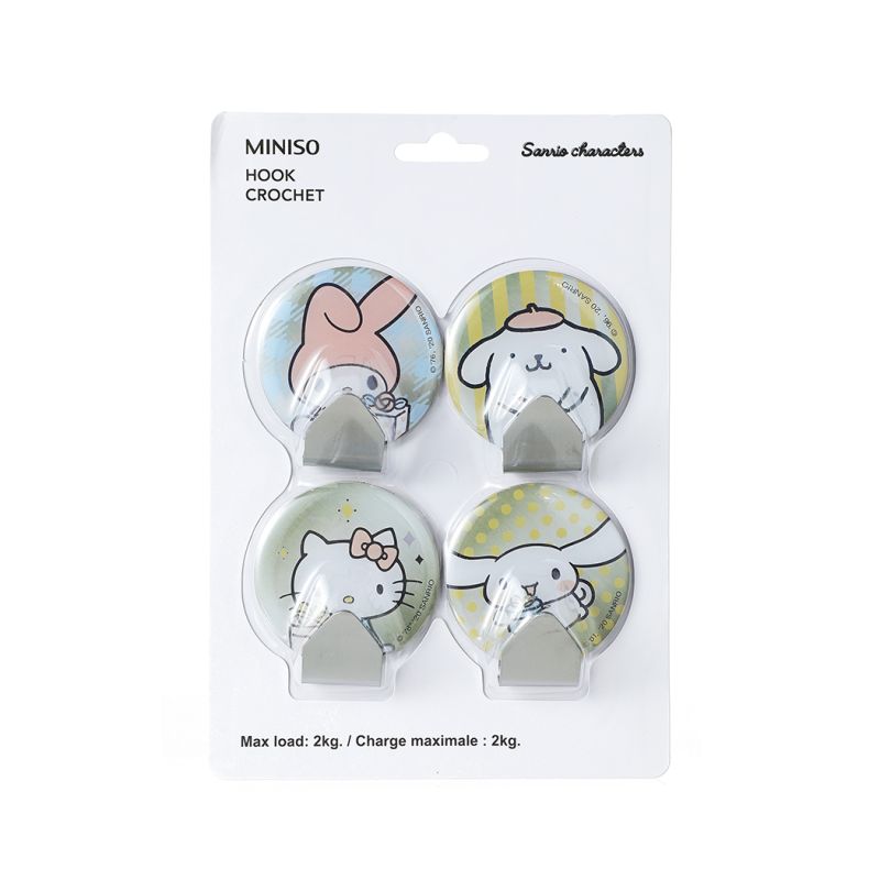 Sanrio Hello Kitty & Friends Round Iron Hooks 4 Piece Set