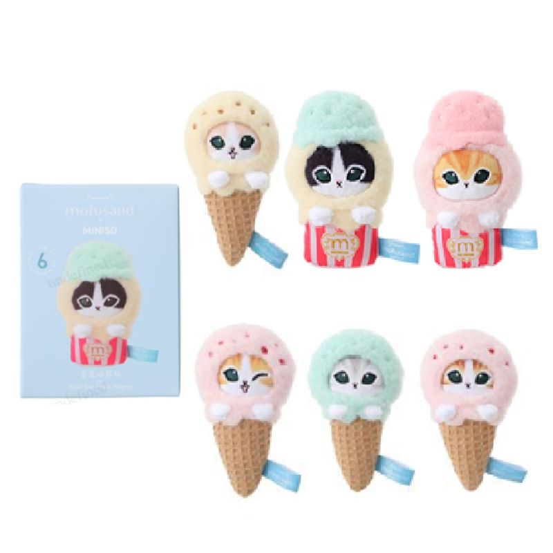 Mofusand Ice Cream Collection Plush Fridge Magnet Surprise Blind Box