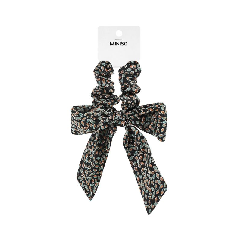 MINISO Printed Dark Green Bow Hairband