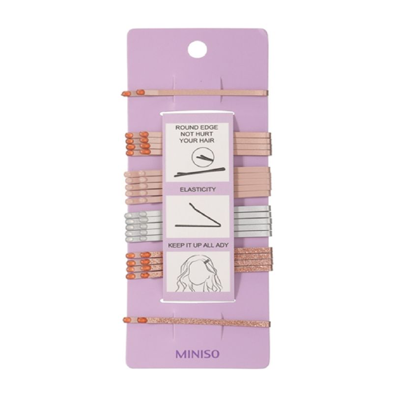 MINISO Rose Gold Hair Clips Pack Of 20