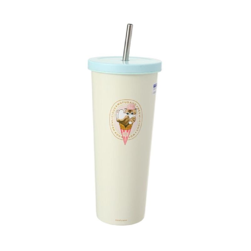 Mofusand Ice Cream Collection Yellow Tumbler & Straw