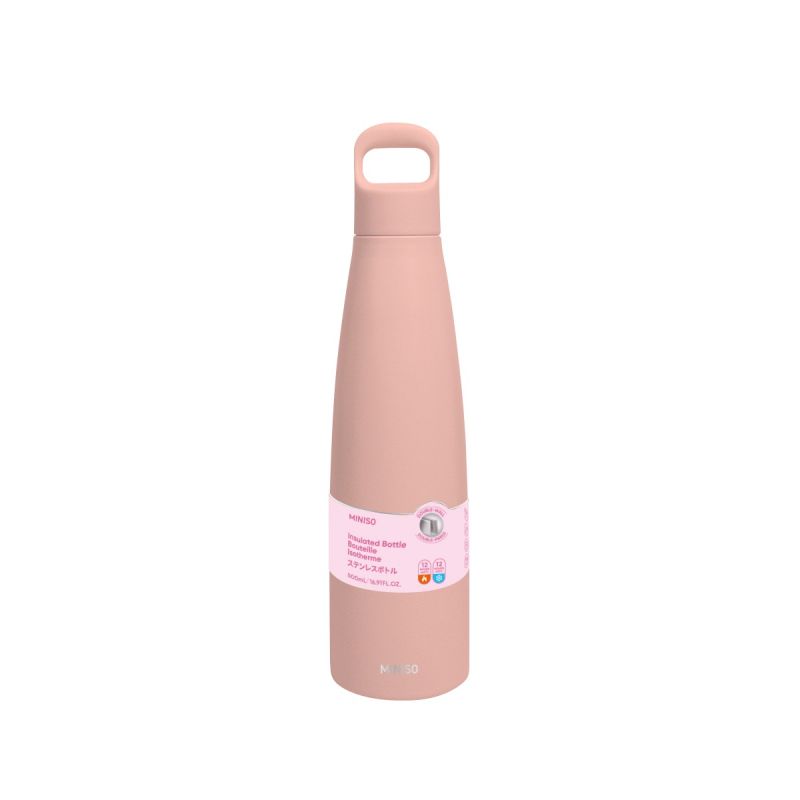 MINISO Colorful Series Lilac Double Walled Insulated Water Bottle 500ml