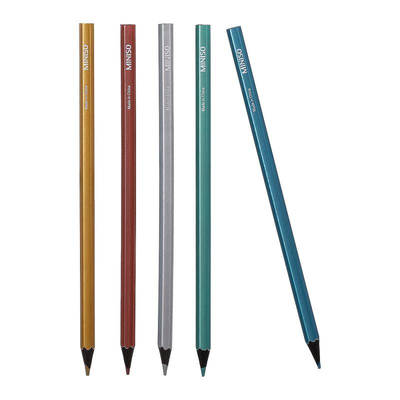 MINISO Metallic Colouring Pencils Pack Of 5