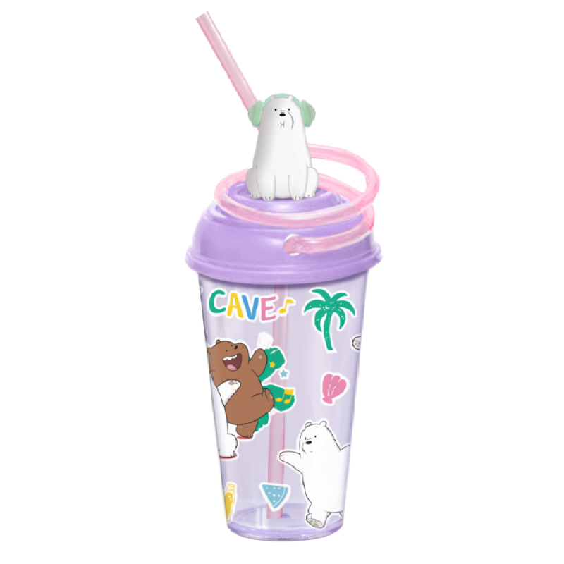 We Bare Bears Ice Bear Seaside Music Festival Plastic Tumbler & Straw 480ml