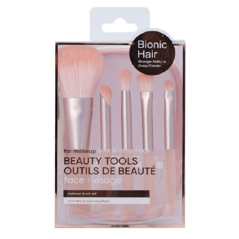 MINISO Makeup Brush Set with Storage Bag 5 Pieces Pink