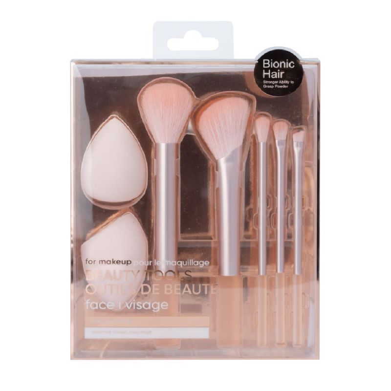 MINISO Makeup Brush & Sponge Set 7 Pieces Pink