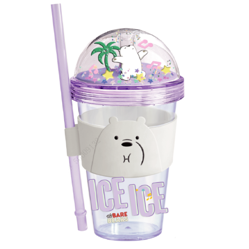 We Bare Bears Ice Bear Seaside Music Festival Glitter Plastic Tumbler 420ml