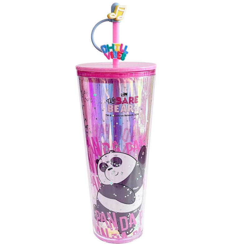 We Bare Bears Seaside Music Festival Panda Double Wall Plastic Tumbler & Straw 800ml