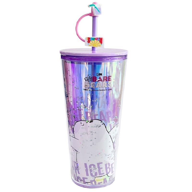 We Bare Bears Seaside Music Festival Ice Bear Double Wall Plastic Tumbler With Straw 800ml