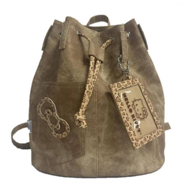 Sanrio Hello Kitty & Friends Leopard Print Brown Drawstring Backpack