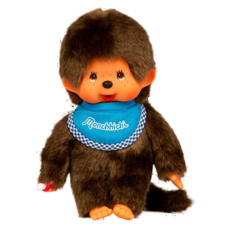 Bandai Monchhichi Classic Blue Bib Boy 16.5cm Plush Soft Toy