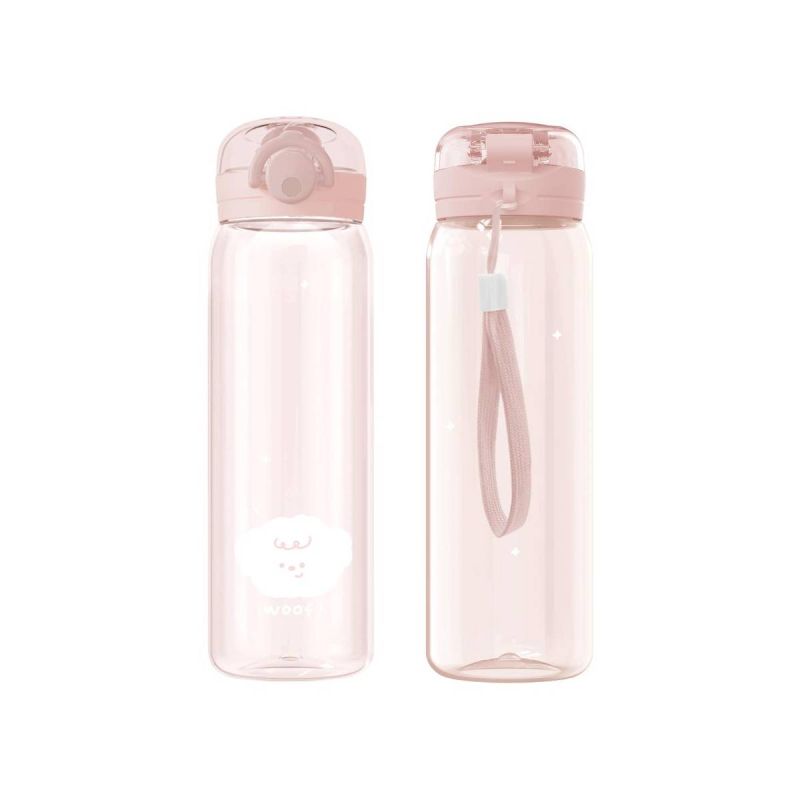 MINSO Animal Series Flip Top Pink Plastic Water Bottle 620ml