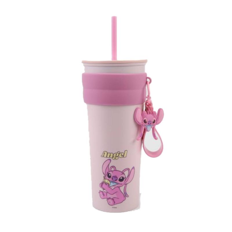 Disney Lilo & Stitch Collection Stainless Steel Tumber with Pendant and Straw 800ml(Angel)
