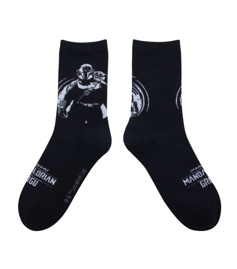 Star Wars The Mandalorian & Grogu Black Crew Socks