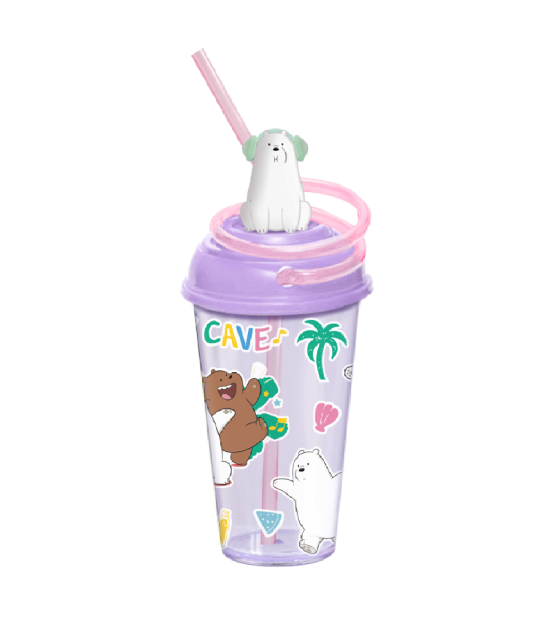 We Bare Bears Ice Bear Seaside Music Festival Plastic Tumbler & Straw 480ml
