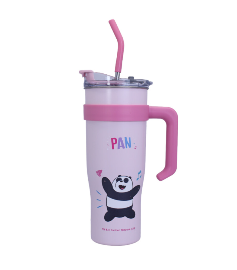 We Bare Bears Panda Seaside Music Festival Single Wall Steel Tumbler with Handle 1.6L