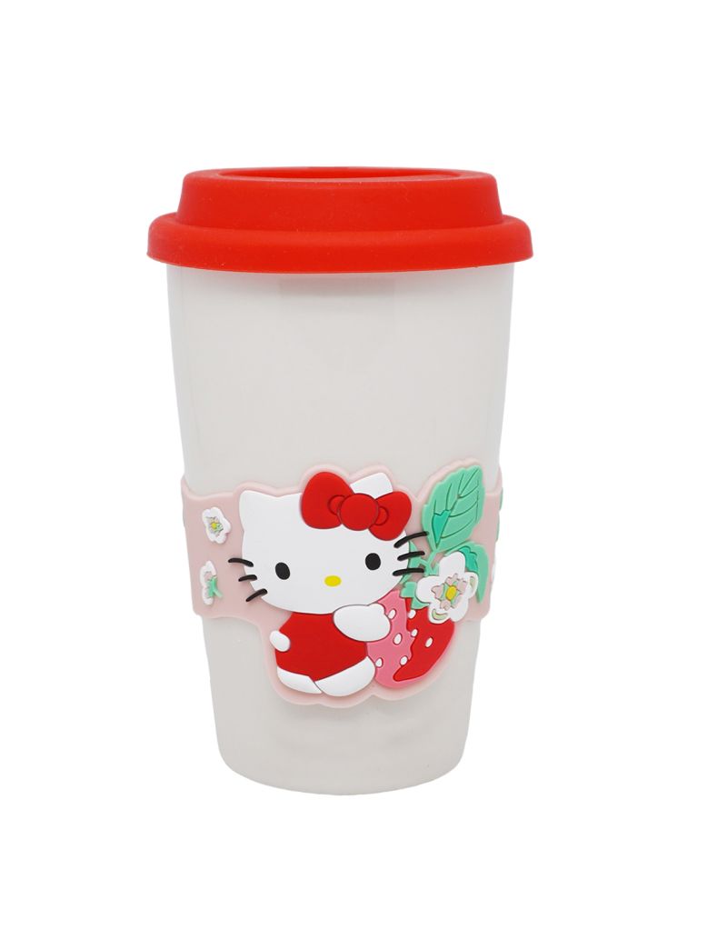 Sanrio Hello Kitty Ceramic Tumbler with Lid and Sleeve 400ml Hello Kitty