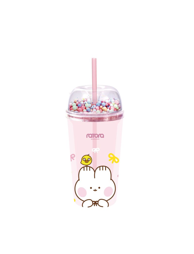 Sanrio Ratora Double Wall Plastic Water Bottle With Straw 480ml